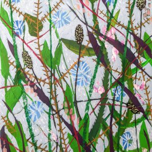 show wildflower painting called ribwort plantain